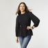 Valen Smocked Top with Ruffle Collar - Black
